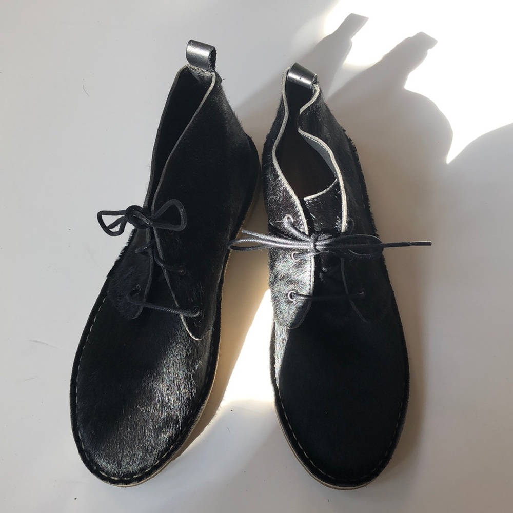 Zara black hair calf lace booties